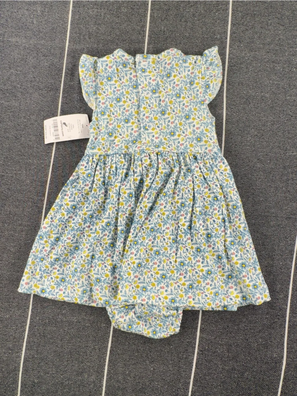 Kids—Carter's Yellow Cardigan with Blue & White Floral Dress